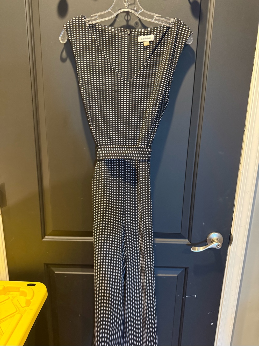 Calvin Klein Black and White Geometric Print Jumpsuit